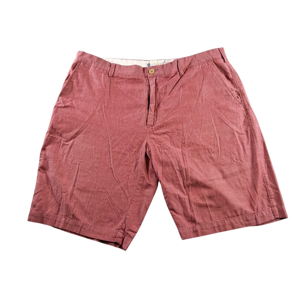 J. Crew Chino Shorts 40 Red Salmon Classic Fit Cotton Flat Front Lightweight